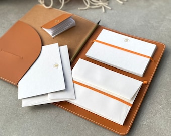 Writing Set Embossed Bee Recycled Leather