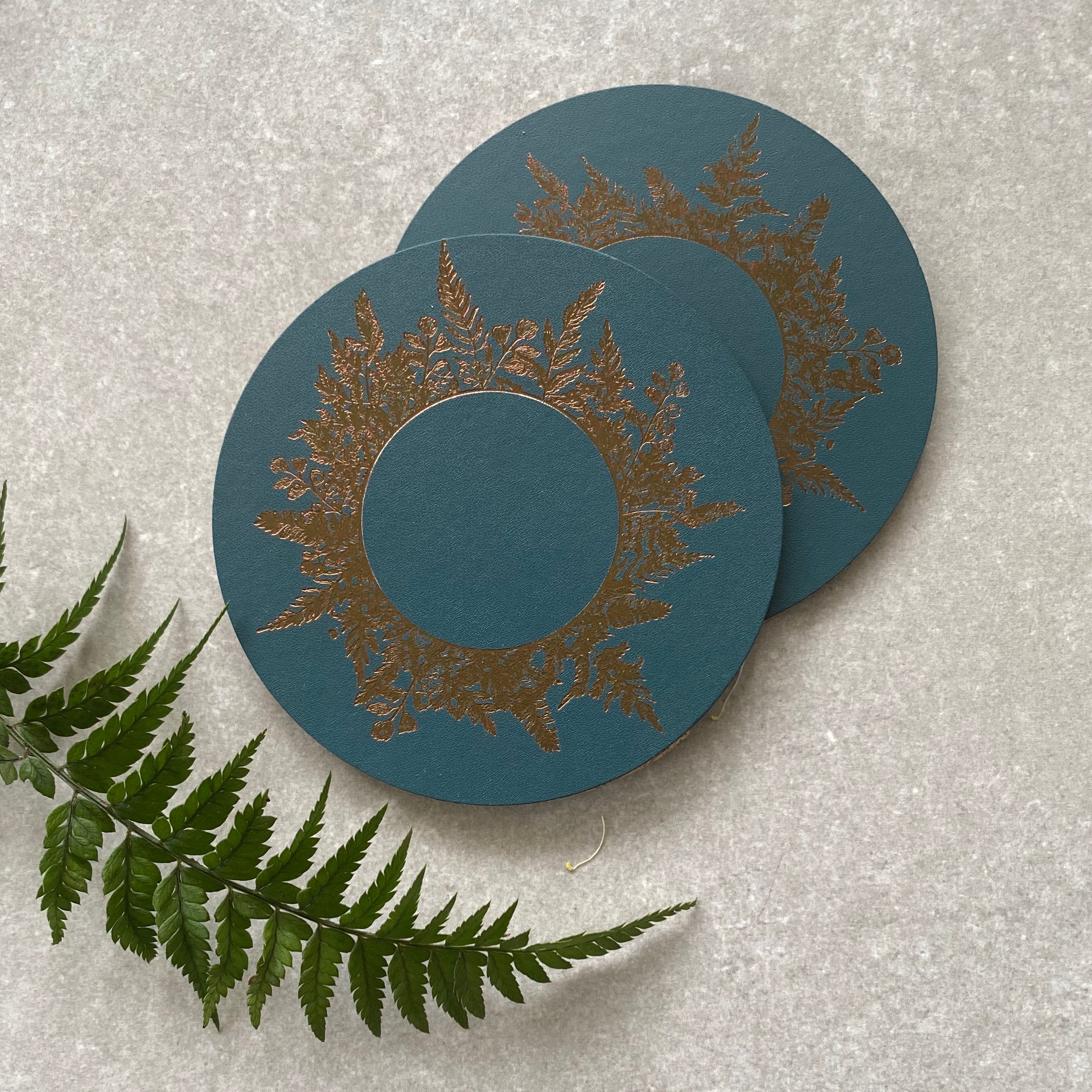 Table Place Mats and Coasters With Antique Bronze Floral Etsy UK