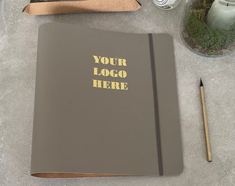 Personalised Logo Ring Binder Folder Recycled Leather - Add your logo or design A4/US Letter Paper