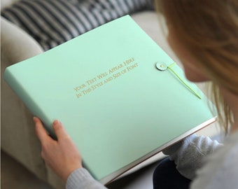 Jumbo Recycled Leather Photo Album Handmade in 32 Colours With Tie Detail and Personalised Option