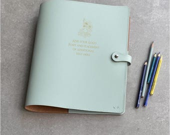 Personalised  Recycled Leather Folder A4 /US letter internal pockets - In 26 Colours - Your Way