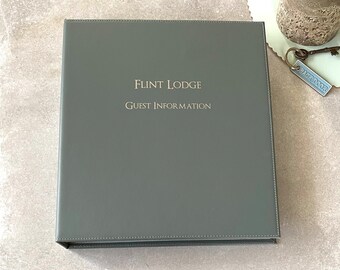Rental Folder Ring Binder Recycled Leather Personalised spine and front cover