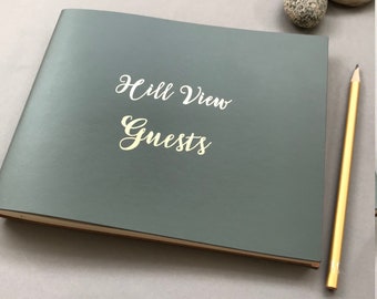 Personalised Guest Book Recycled Leather - for Guest Houses, B&B and AirBandB