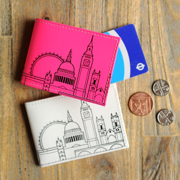 Porte-cartes de voyage London Skyline en cuir recyclé