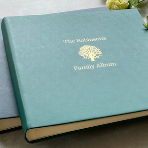 Personalised Hardback Jumbo Recycled Leather Photo Album With Tree Motif