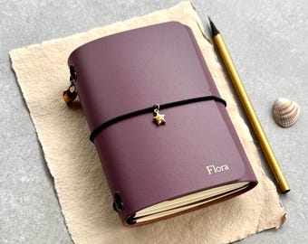 Personalised Recycled Leather Flip Flap Journal /Bi Fold Trifold Binding Cover A6 Your Way!