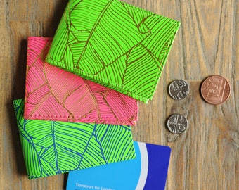 Recycled Leather Palm Print Oyster Card Holder