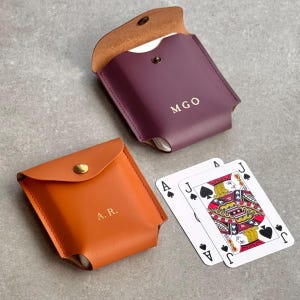 Personalised Playing Cards Case Recycled Leather Holder Made In over 25 Colours