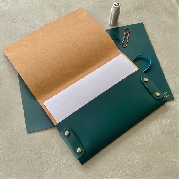 Green portfolio A4, Document holder, Italian leather portfolio