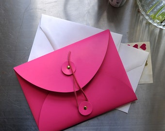 Travel and Receipt Storage Envelope: Recycled Leather with washer and tie closure