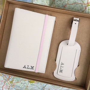 Conjunto de capa e etiqueta para passaporte/etiqueta personalizada em couro reciclado