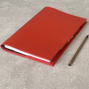 Recycled Leather Luxe Cover For Spiral Bound B5 Opens Flat with Pen Loop