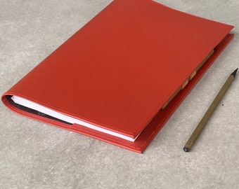 Recycled Leather Luxe Cover For Spiral Bound B5 Opens Flat with Pen Loop