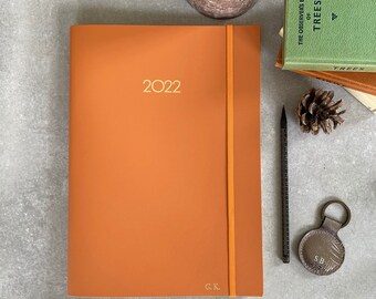 A4 Recycled Leather Diary/Planner 2022 with matt gold initials