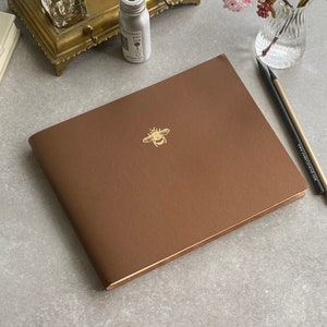 Guest Book  British Tan Traditional Leather – Graphic Image