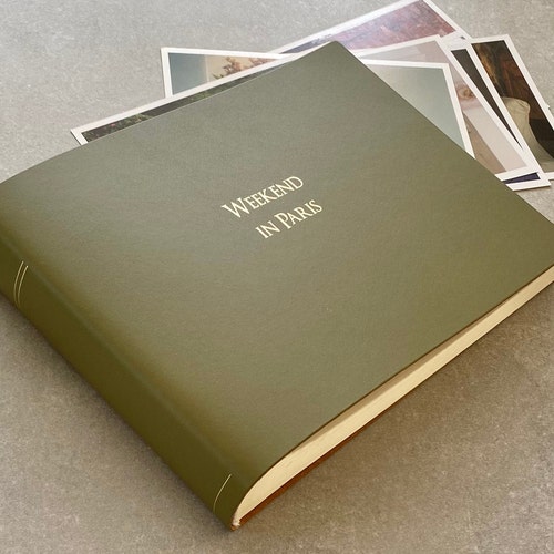 Album fotografico personalizzato con dorso in pelle riciclata - 28 colori