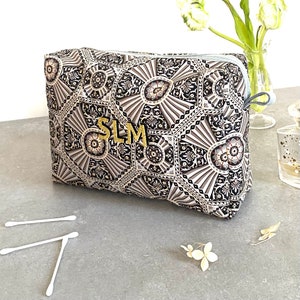 Personalised Large Liberty Fabric Cotton Cosmetic Toiletry Wash Bag and optional shower cap