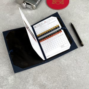 Ronde gepersonaliseerde eco-scorekaart van gerecycled leer