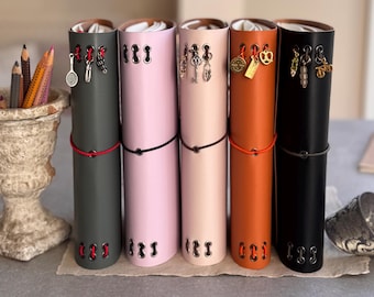 Personalised Recycled Leather Flip Flap Journal /Bi Fold Trifold Binding Cover A6 Your Way!