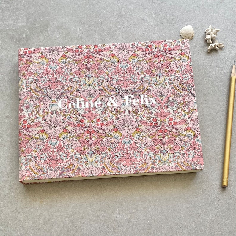 Liberty Fabric Cotton Guest Book Option to Personalise 画像 1