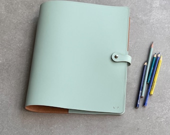 Personalised Recycled Leather Folder A4 /US letter with 2 pockets - In 26 Colours!