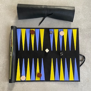 Personalised Backgammon Luxury Leather Travel Backgammon Roll Quince And Lilac - 6 Colour Ways