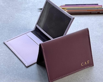 Monogram Recycled Leather Card Holder | Custom Initial Travel Wallet