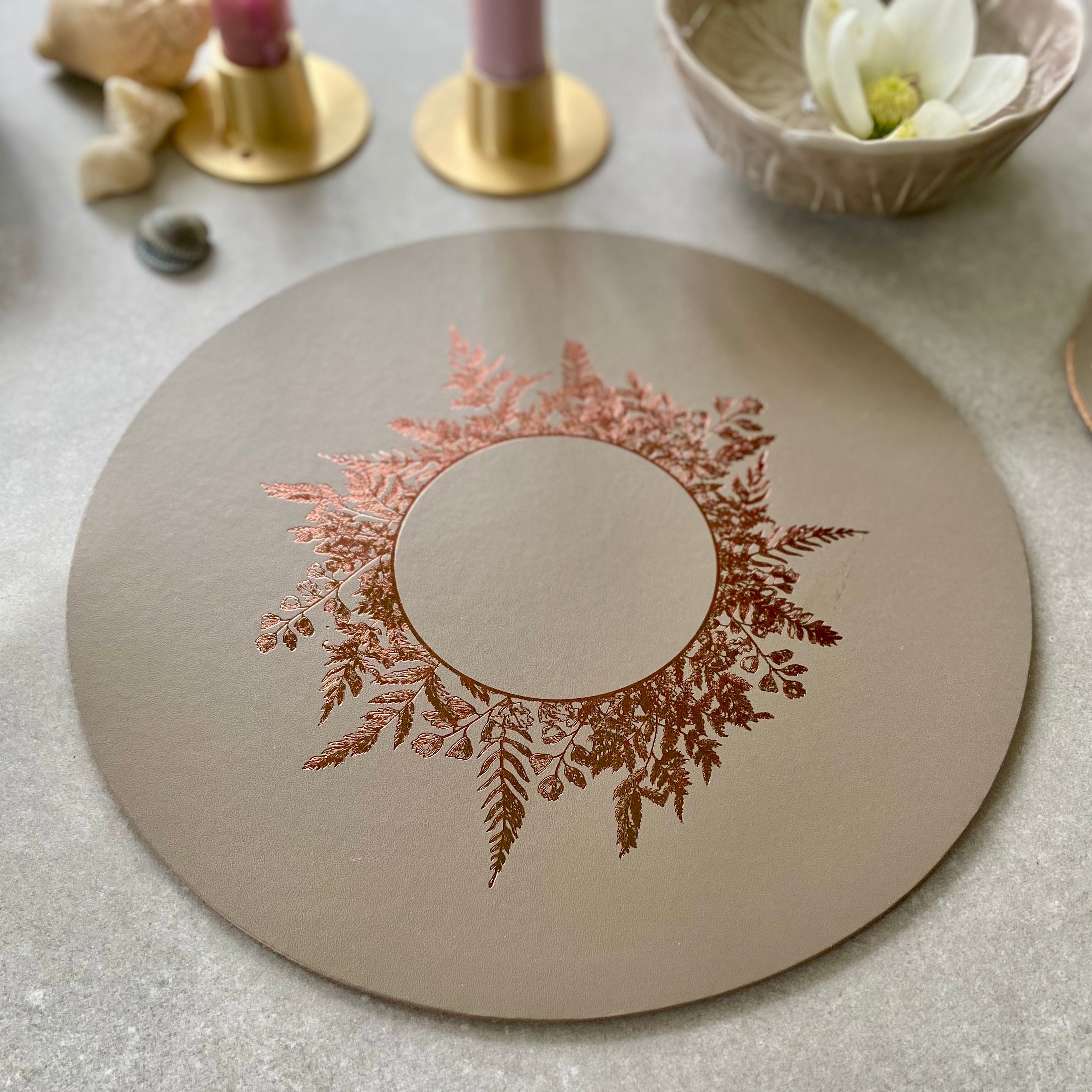 Table Place Mats and Coasters With Antique Bronze Floral Etsy UK