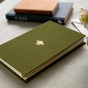 Handmade address book with gold bee personalised