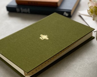writing book planner Handmade address book with gold bee personalised