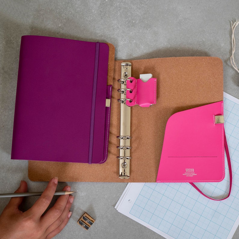 Refillable A5 Note/diary Binder Rubber Recycled Leather 6 Etsy