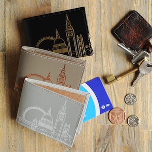 Porta-cartão de viagem London Skyline em couro reciclado