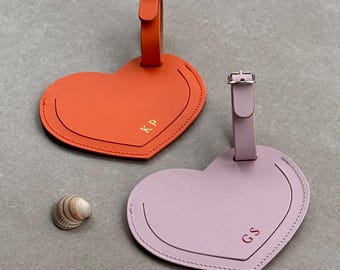 Personalised Luggage Heart Shaped Tag - Recycled Leather -