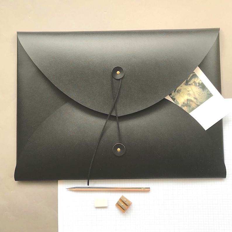 A3 Portfolio Envelope Recycled Leather with washer and tie Etsy
