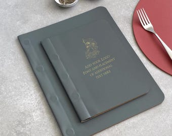 Personalised Recycled Leather Menu Cover Magnetic Detail- Add Your Logo - In 28 colours!