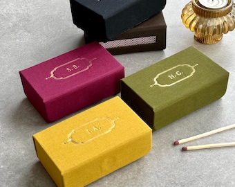 Personalised Refillable Handmade Fabric Matchbox - Choice of 5 Colours