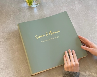 Personalized Wedding Photo Album: Recycled Leather, Handmade in England