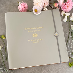 Design the Perfect Wedding Keepsake – Recycled Leather Photo Album with 4 Personalised Lines & 28 Colour Options