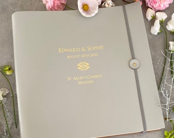 Personalised Wedding Photo Album Recycled Leather. Includes 4 lines of personalisation. In 26 Colours!