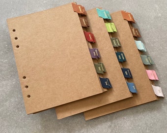 Monthly Dividers Recycled Leather Self-Adhesive Tabs A4 and A5 format