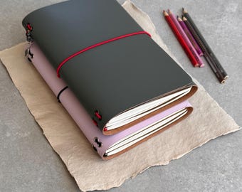 Personalised Recycled Leather Flip Flap Journal /Bi Fold Trifold Binding Cover A5 Your Way!