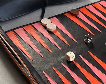 Travel in Style: Personalized Luxury Leather Backgammon Roll (Available in 6 Colour Ways)