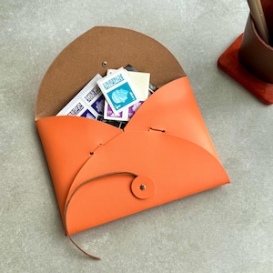 Travel/ Receipt Storage Envelope: Recycled Leather With Washer and Tie Closure