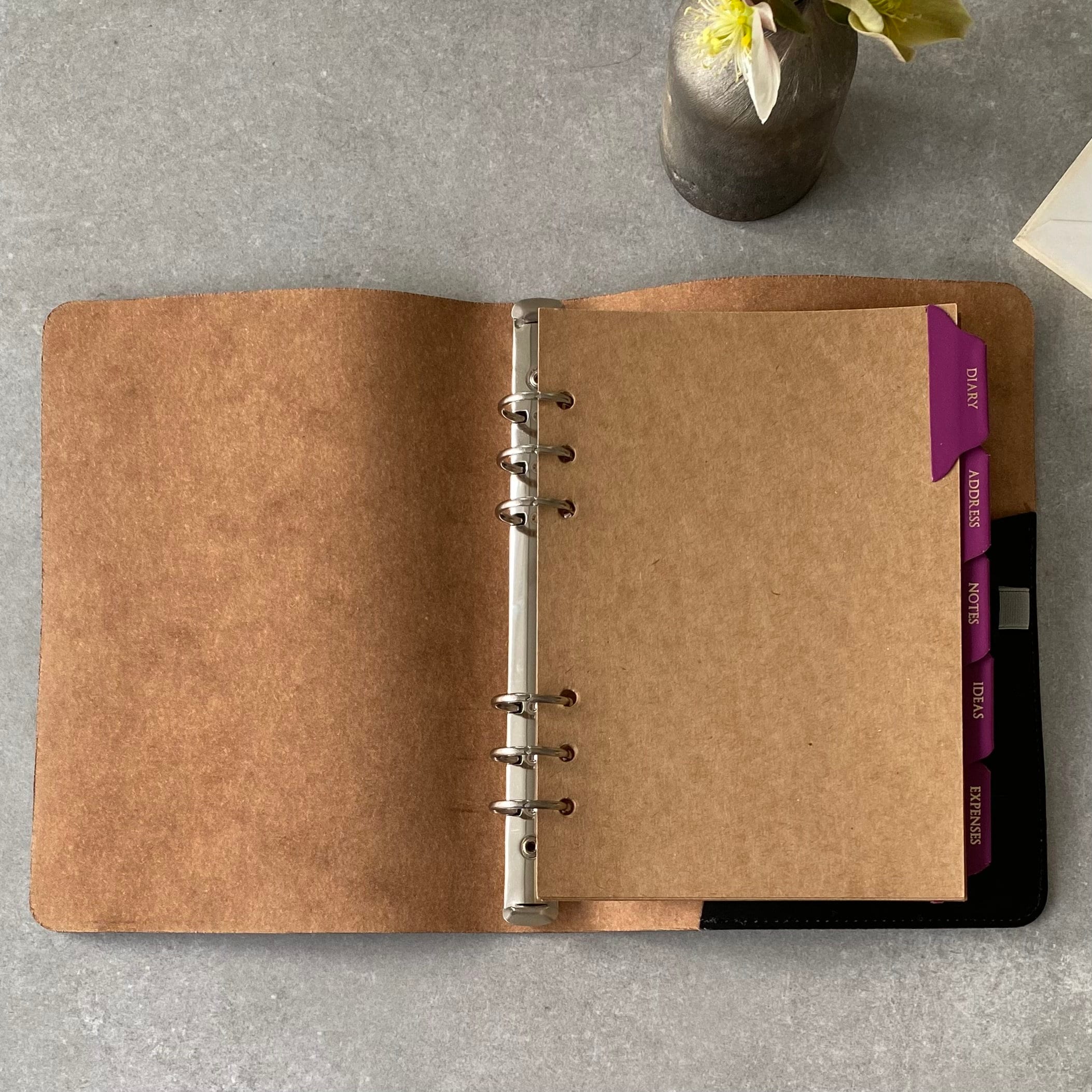 Classycoo - Carpeta de piel A5, 6 anillos, planificador de cuaderno Classycoo - Carpeta de piel A5, 6 anillos, planificador de cuaderno