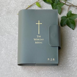 Personalised Recycled Leather Week Day Missal Cover in a Choice of 26 colours