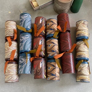 Christmas Crackers Marbled Earth Tones -Handmade Leather Gifts (box of 6)