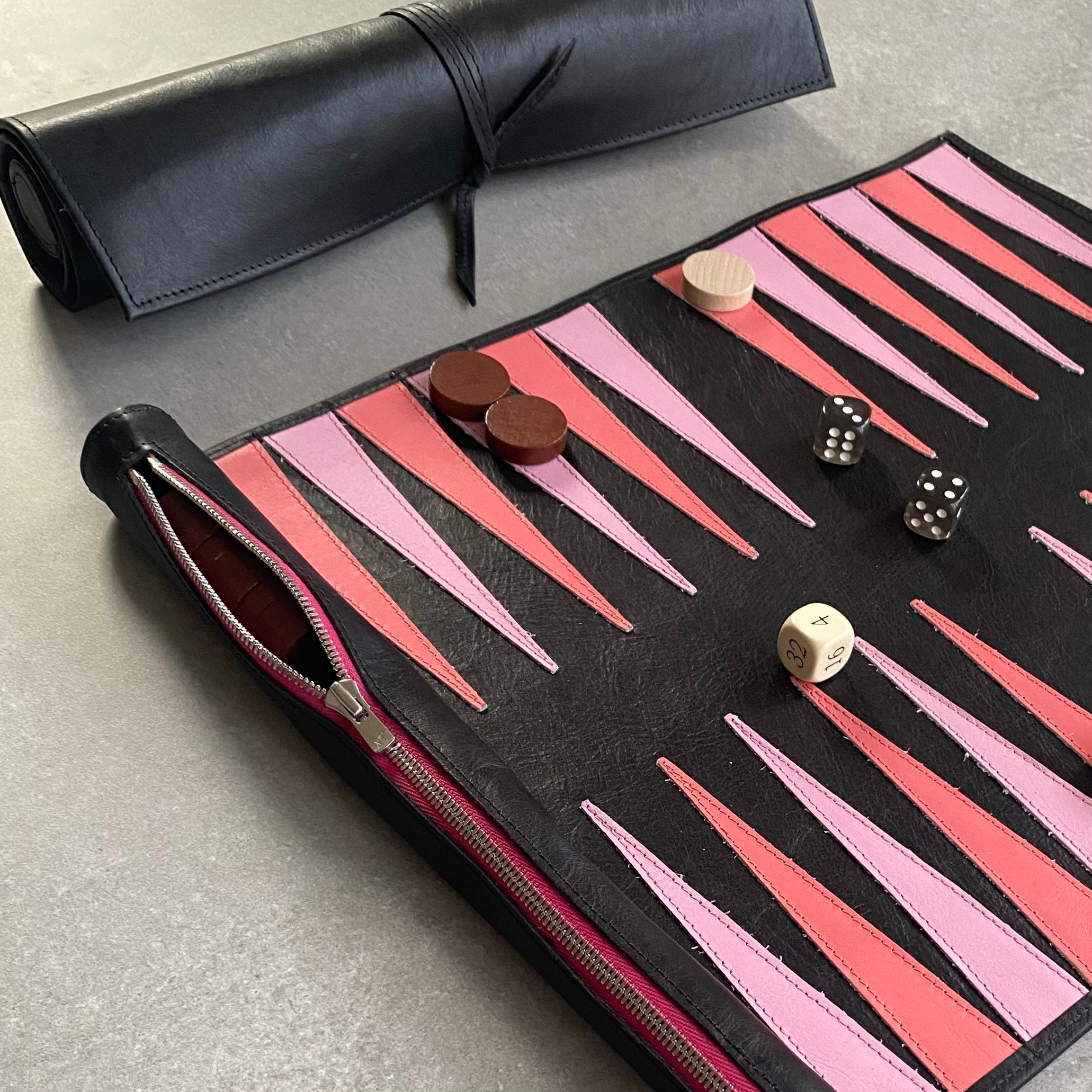 Personalized Leather Travel Backgammon Set