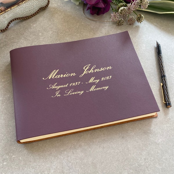 Preserve cherished memories with our Personalised Leather Condolence Book