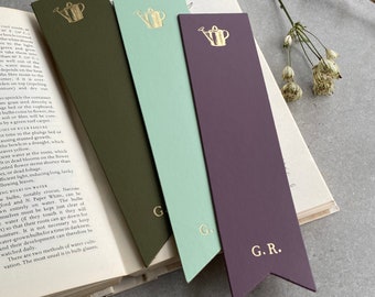 Bespoke Bookmark Recycled Leather With Garden Watering Can Icon