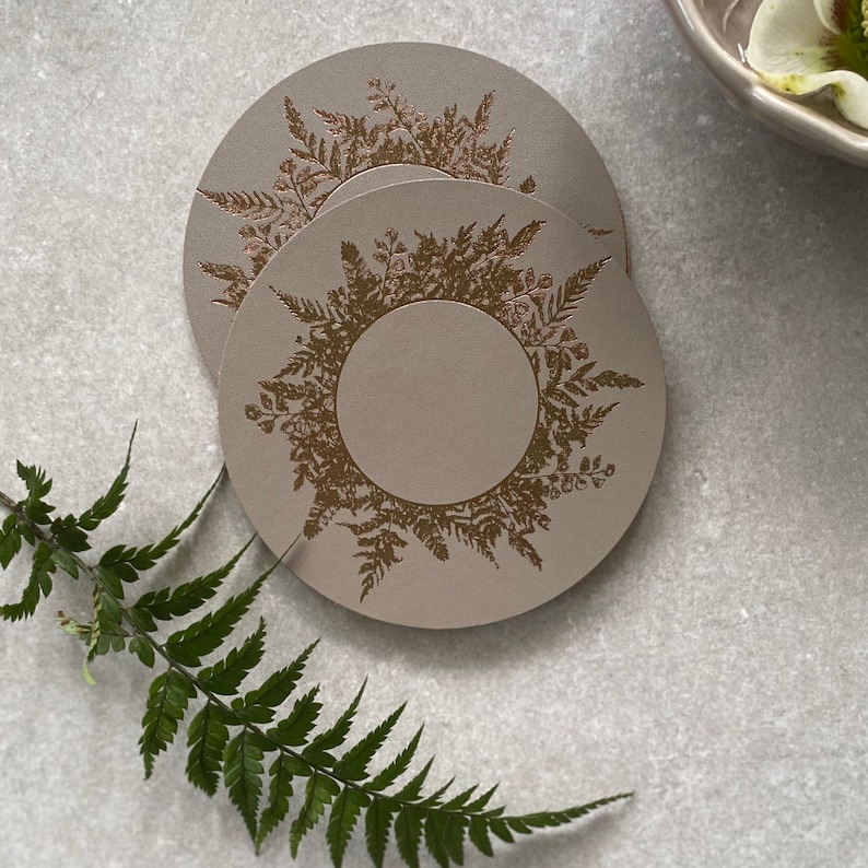 Table Place Mats and Coasters With Antique Bronze Floral Etsy UK